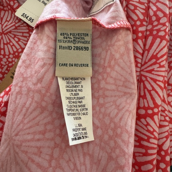 NWT! Women’s L.L.Bean pink coral printed Acadia short sleeve dress XL - Picture 5 of 5